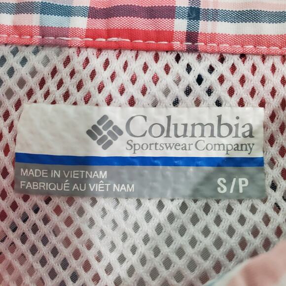 Columbia PFG Womens Pink Blue White Plaid Pearl Snap LS Shirt Top Size Small - Picture 3 of 6